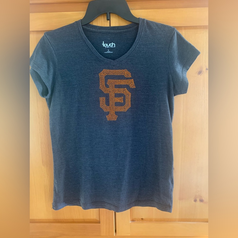 Touch Women's SF Giants Charcoal and Orange Logo Tee